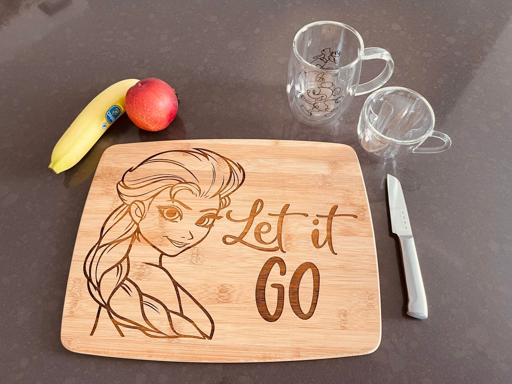 Large bamboo breakfast board with Elsa from Frozen