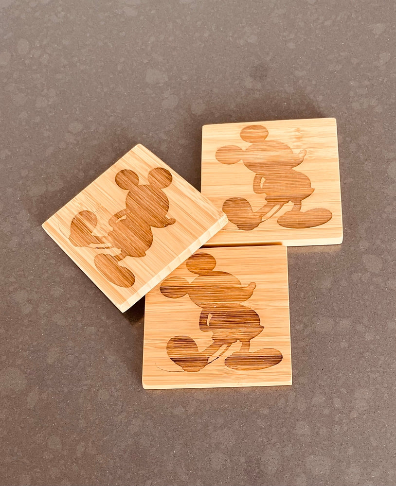 Bamboo coaster with Mickey's silhouette