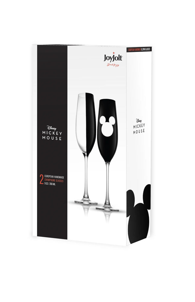Set of 2 luxury champagne glasses in black with Mickey