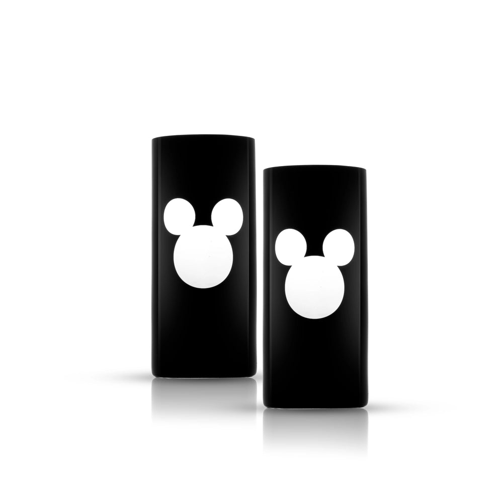 Set of 2 luxury drinking glasses in black with Mickey