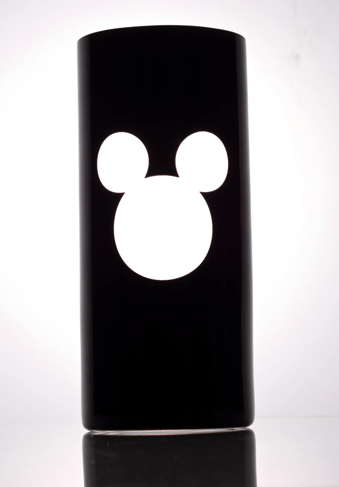 Set of 2 luxury drinking glasses in black with Mickey