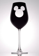 Load image into Gallery viewer, Set of 2 luxury white wine glasses in black with Mickey
