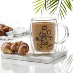 Load image into Gallery viewer, Set of 2 glass espresso mugs with Mickey &amp; Pluto
