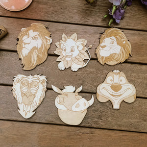 Set of 6 wooden coasters of The Lion King