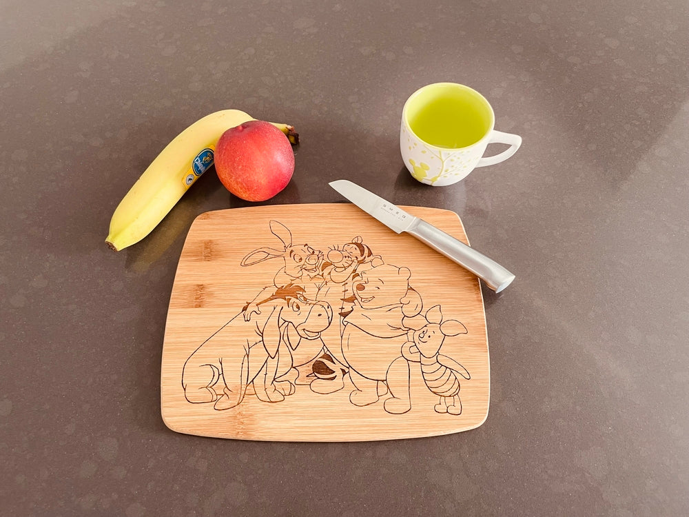 Medium bamboo breakfast board with Winnie the Pooh and Friends