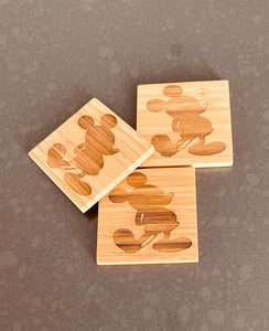 Bamboo coaster with Mickey's silhouette