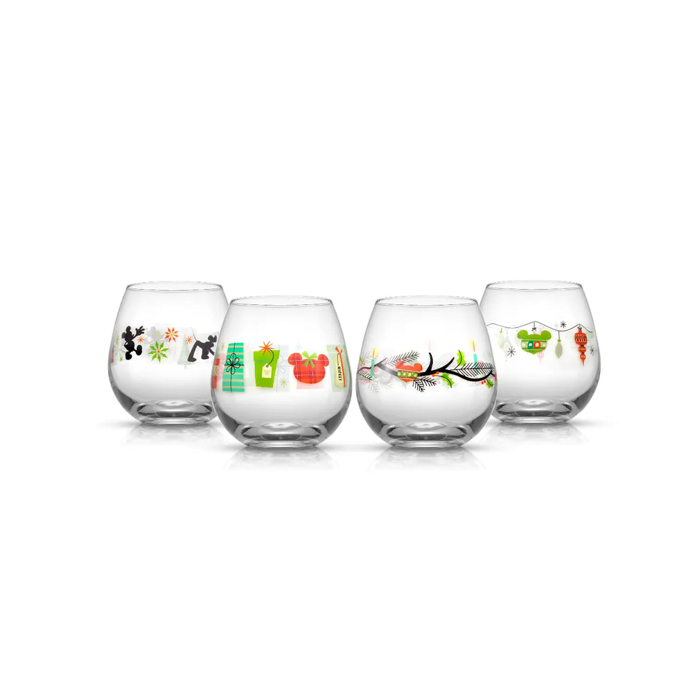 Set of 4 Christmas glasses with Mickey