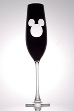 Afbeelding in Gallery-weergave laden, Set of 2 luxury champagne glasses in black with Mickey
