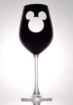 Afbeelding in Gallery-weergave laden, Set of 2 luxury white wine glasses in black with Mickey
