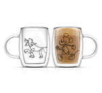 Afbeelding in Gallery-weergave laden, Set of 2 glass coffee mugs with Mickey &amp; Pluto
