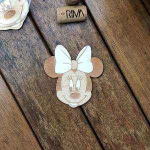 Set of 4 wooden coasters of Mickey & Minnie