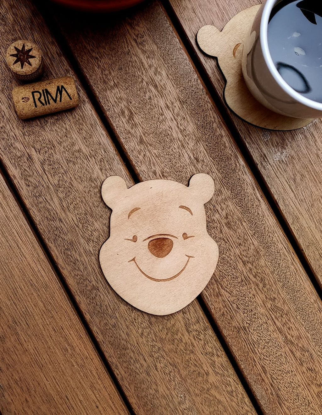 Set of 2 wooden coasters of Winnie the Pooh