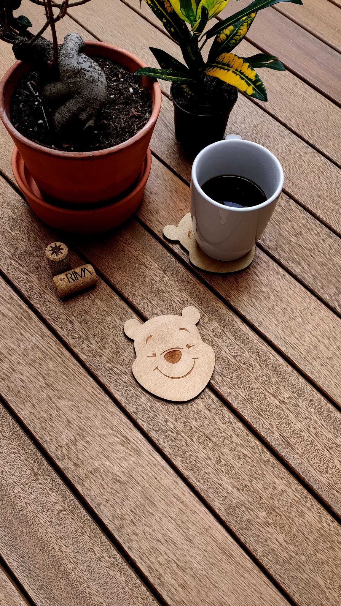 Set of 2 wooden coasters of Winnie the Pooh